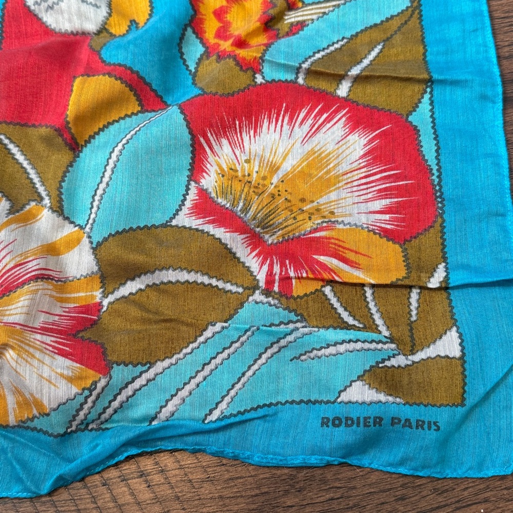 Rodier Paris floral parrot Scarf 34" x 34"
